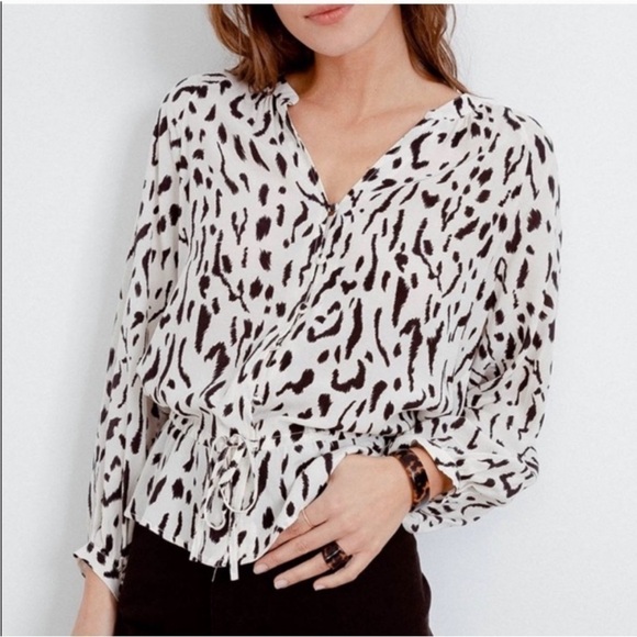 Rails Marti Ivory Cheetah Blouse Rayon - Picture 1 of 8